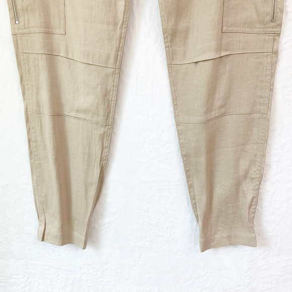 Vince Women's Linen Blend Cargo Jogger Trouser Pants Khaki Sz 4 - Picture 4 of 13